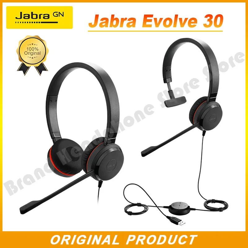 

Jabra EVOLVE 30 Mono Stereo Wired Headset Noise Cancelling Headphones Mute Button Telephone Earphones MS/UC Stereo With Mic