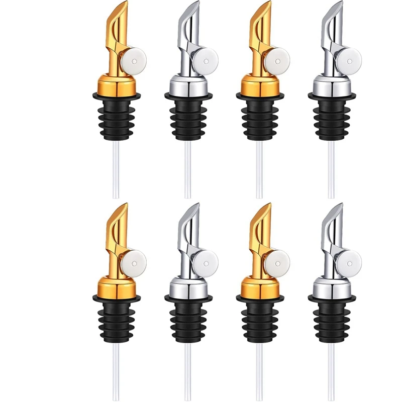 

8 Pcs Weighted Stainless Steel Pourer Glide Pourer Free Flow Liquor Bottle Spouts Set Olive Oil Dispenser