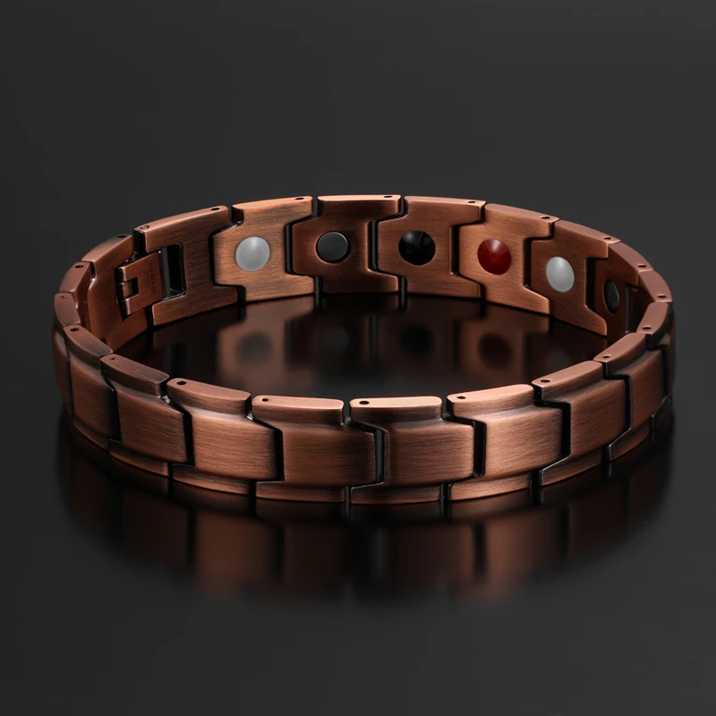 

Magnetic Bracelet for Men Vintage Arthritis Pain Relief 99.99% Pure Copper Magnetic Therapy Bracelets with 4 Bio Elements