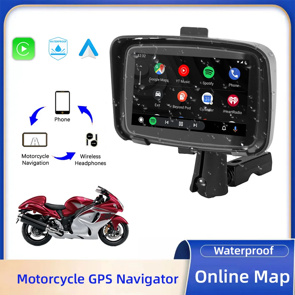 

Motorcycle Apple Carplay GPS Navigation Device for Motorbike Waterproof IPX7 Outdoor Portable GPS Device Linux System 5Inch