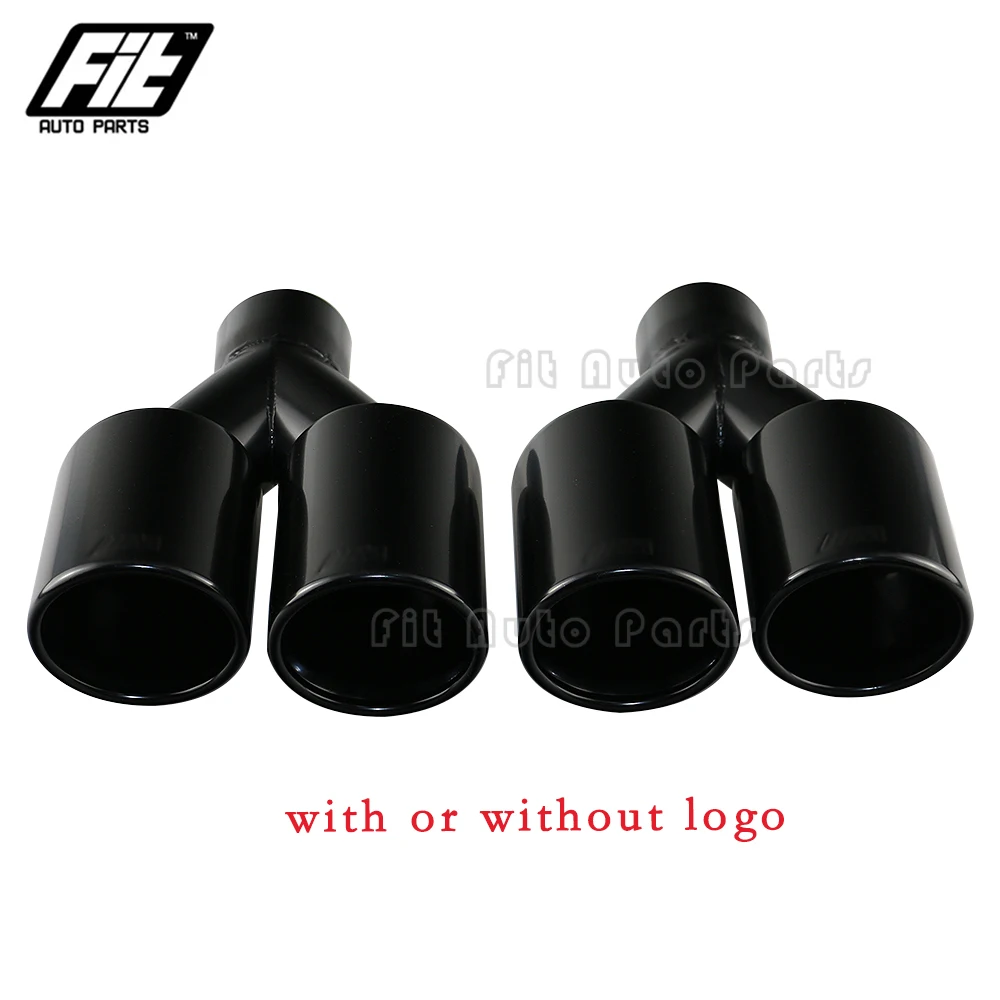 

1pcs Car Accessories stainless steel black 63mm inlet dual Muffler Tip Y-type double outlet 89mm straight exhaust Tailpipe