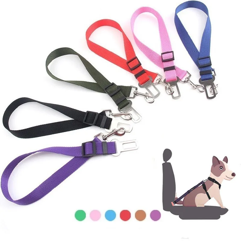 

Dog Collar Dog Pet Car Safety Seat Belt Harness Restraint Lead Leash Travel Clip Dogs Supplies Accessories For Travel