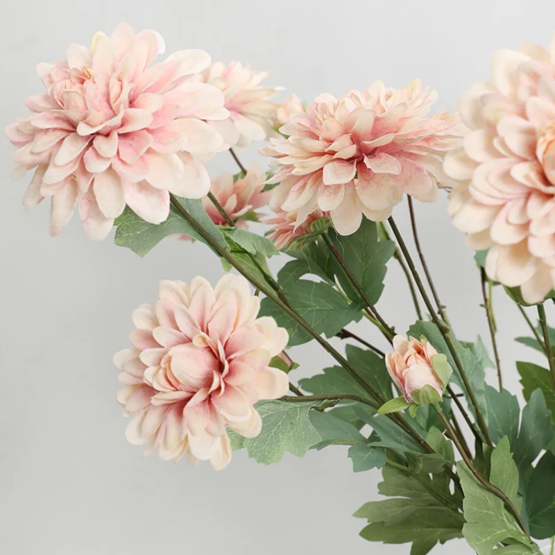 

Home Vase Decoration Fake Flower Simulation Chrysanthemum Dahlia Wedding Road Layout Bouquet Simulation 6 Heads Artificial Plant