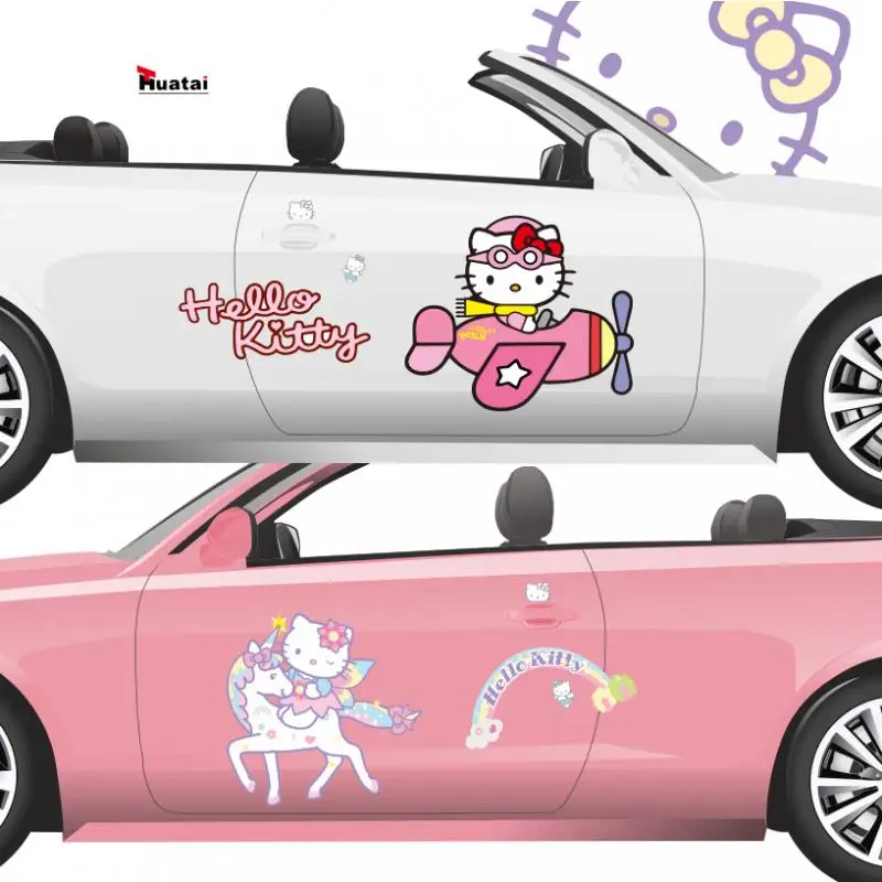 

Kawaii Sanrios серия аниме мультфильм милая девушка сердце Hello Kitty самолёт кузова автомобиля Наклейка украшение автомобиля аксессуары