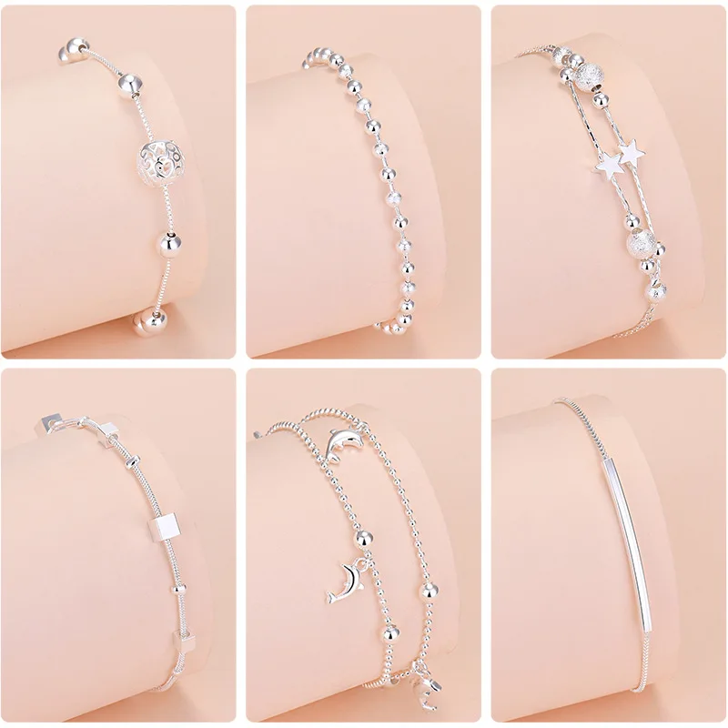 

Fashion Bridal Bracelet Wholesale Net Red Jewelry Silver Plated Jewelry New Round Beads Love Antlers Creative Jewelry