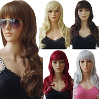 s noilite synthetic long black brown blonde women wig daily party hair wig with bang wavy wigs natural hair for women