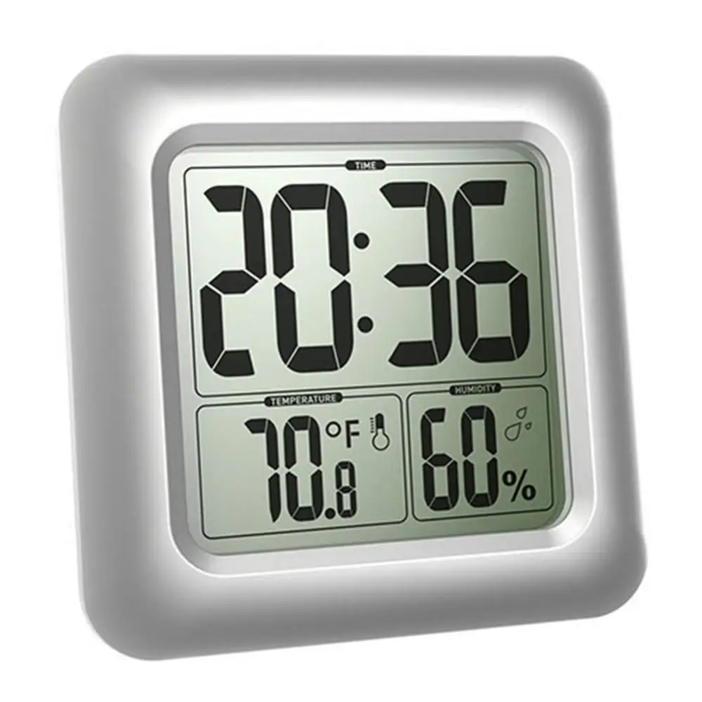 

LCD Digital Wall Clock Waterproof Temperature Humidity Sensor Shower Timer Gift