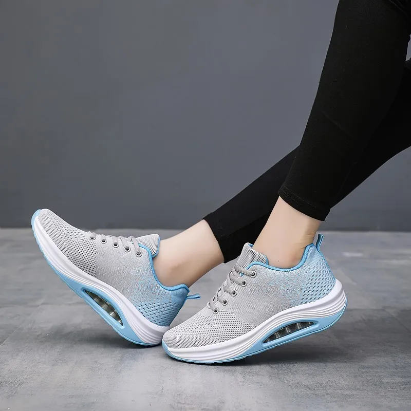 Женские кроссовки на платформе дышащая сетчатая обувь толстой подошве