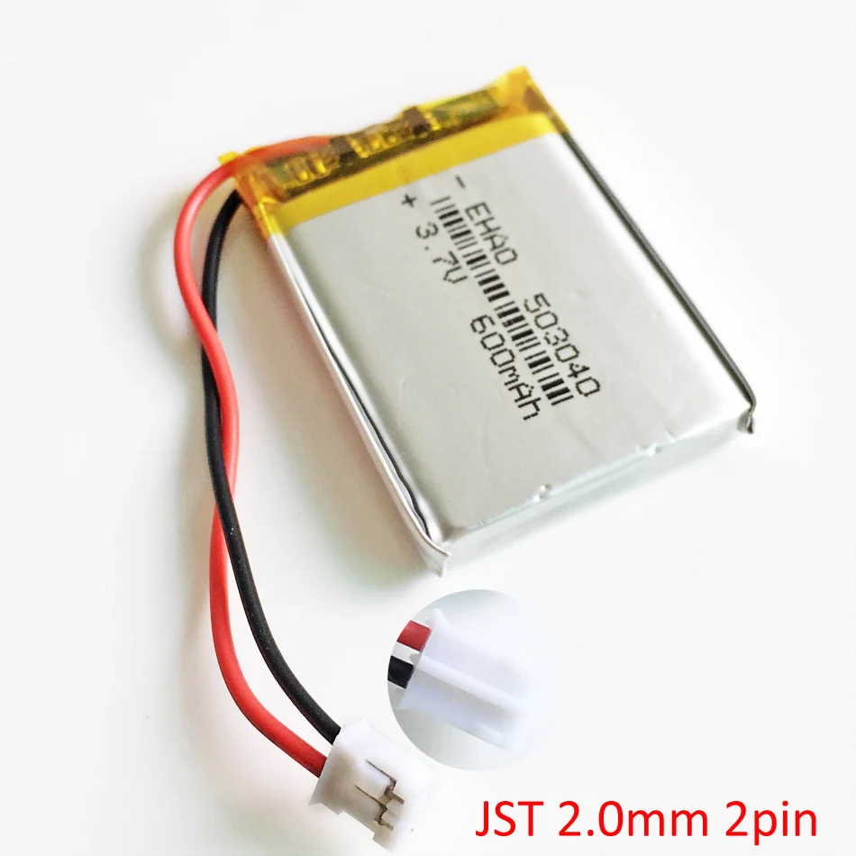3.7V 600mAh Lithium Polymer Lipo Rechargeable Battery 503040 For JST PH 2.0mm 2pin Plug For Camera GPS Bluetooth Electronics