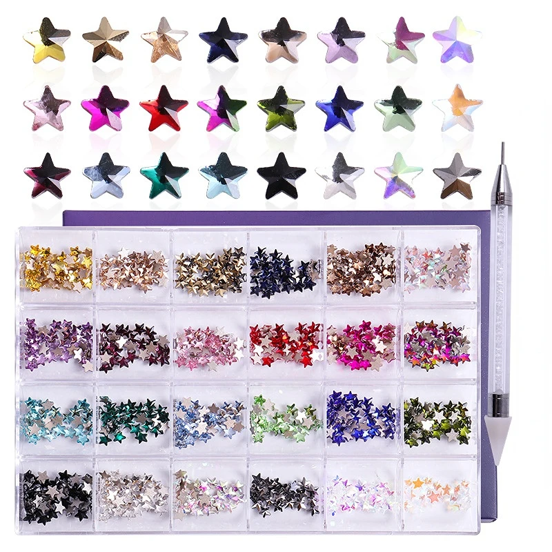 

Наклейки со звездами, 21 ячейка, разные цвета, искусственные ногти, бриллиантовые украшения для ногтей своими руками, оптовая продажа, товары...
