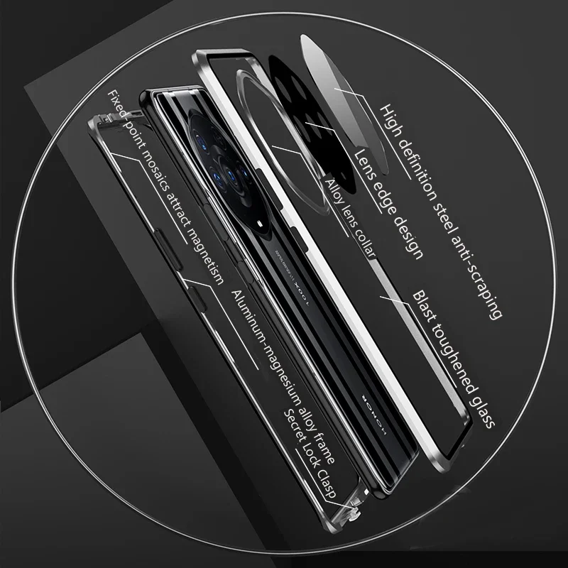 Двустороннее магнитное стекло на 360 ° для Honor Magic 3 4 5 6 Pro Ultimate adormetal Lens Protect Cover