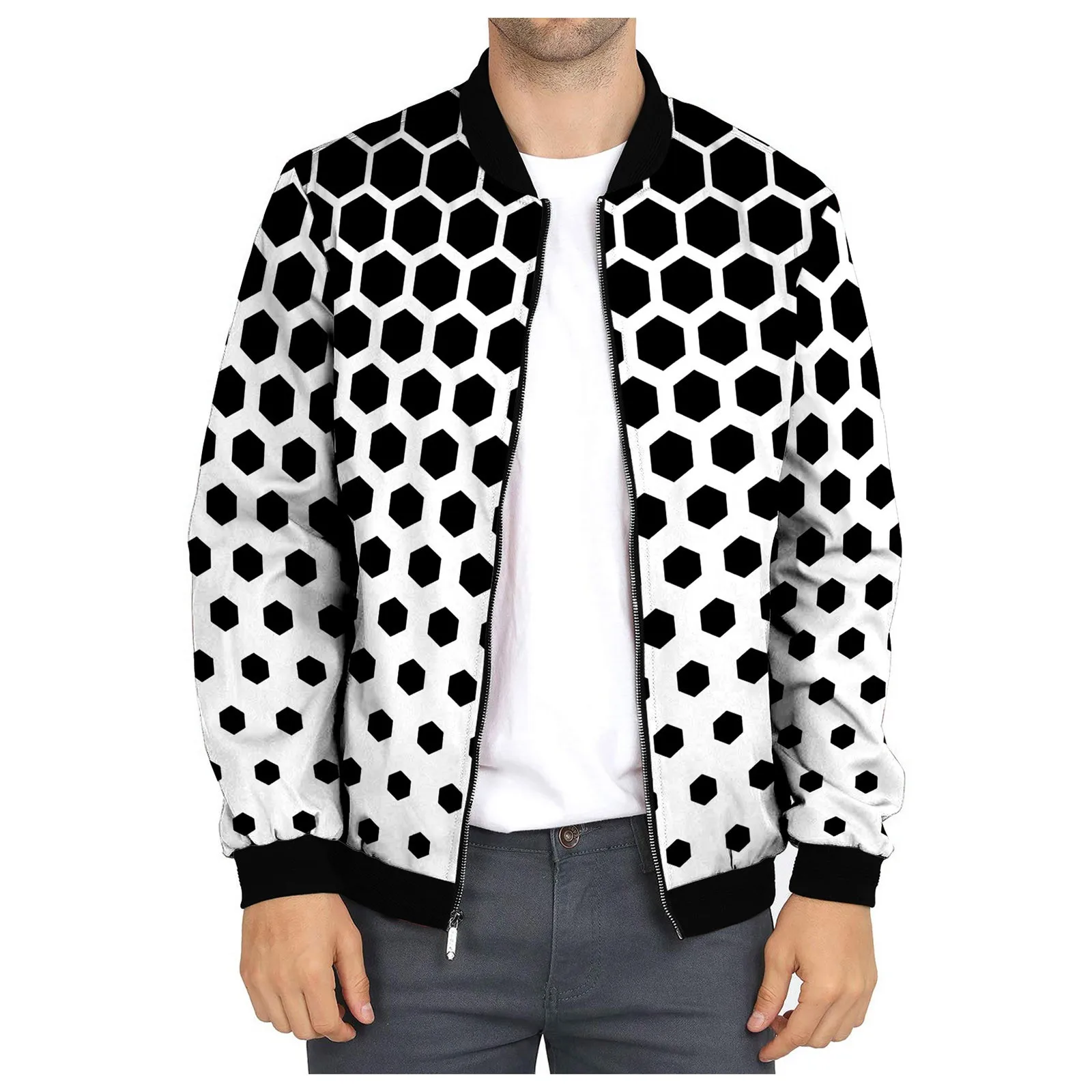 

New Fashion Jackets For Men 2023 Streetwear Men Casual Printed Coat Baseball Jacket Zipper Short Coat With Pockets Veste Homme