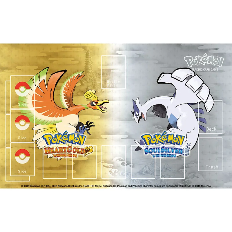 

Pokemon Playmat Heart Golg Soul Silver Ho-Oh Lugia Animal Bird Mat Trading Card Game Pad Mousepad