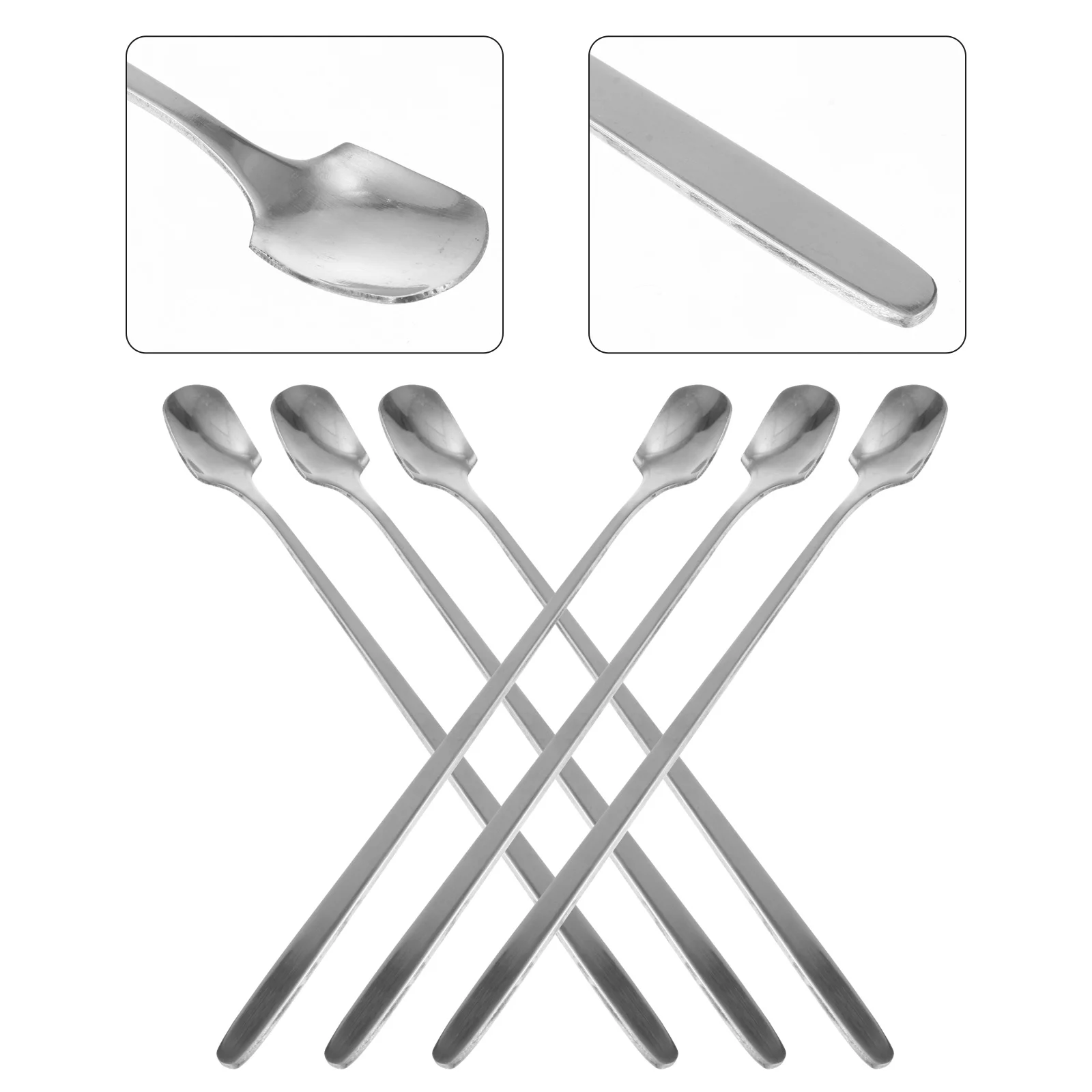 

10pcs Stainless Steel Spoon Appetizer Serving Spoons Teasppon Long Handle Spoon for Soup Tea Cake Rice 17cm
