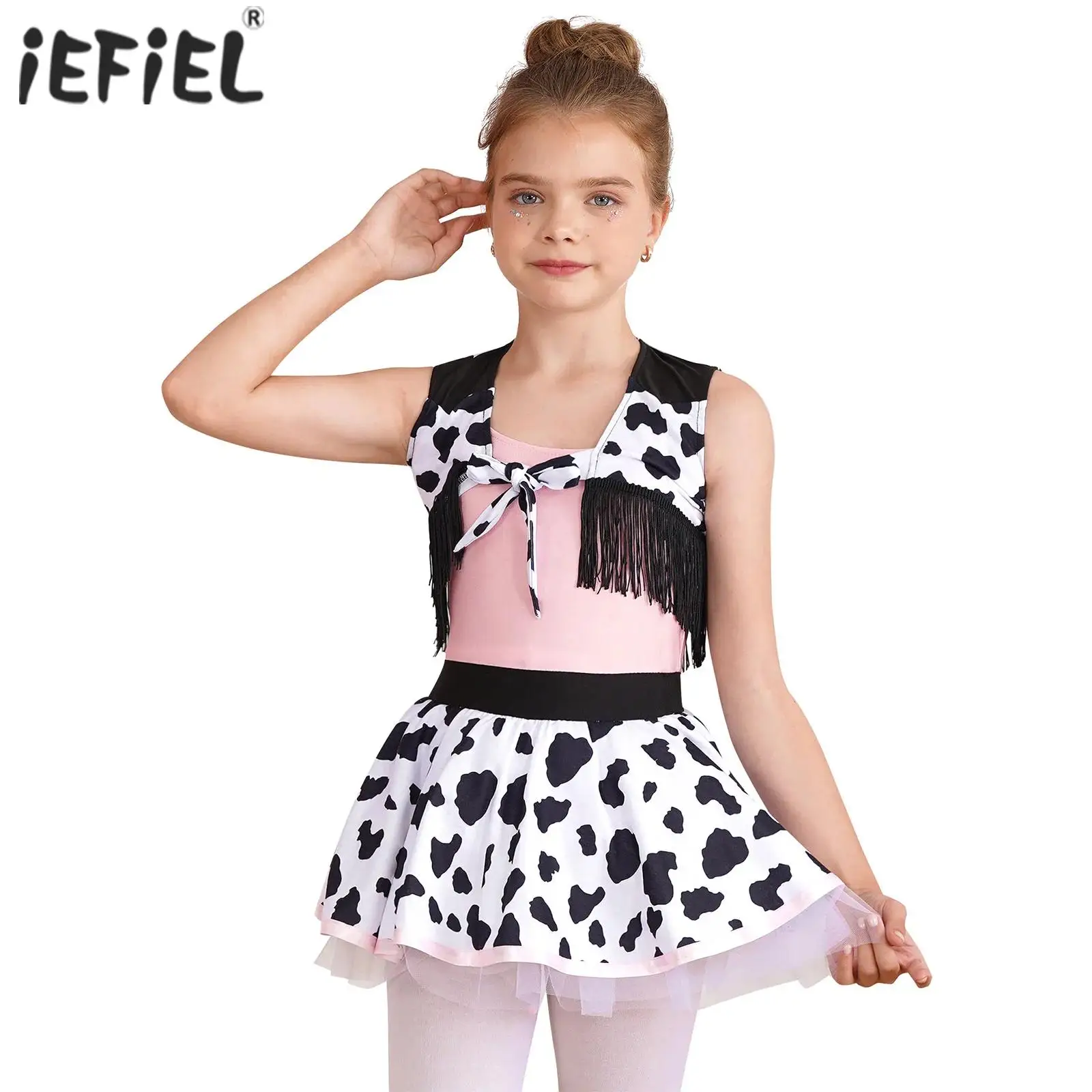 

Детский костюм ковбоя для девочек, жилет без рукавов с юбкой-пачкой, трико, платье и шапка, бандана, платье для косплея на Хэллоуин и вечеринку