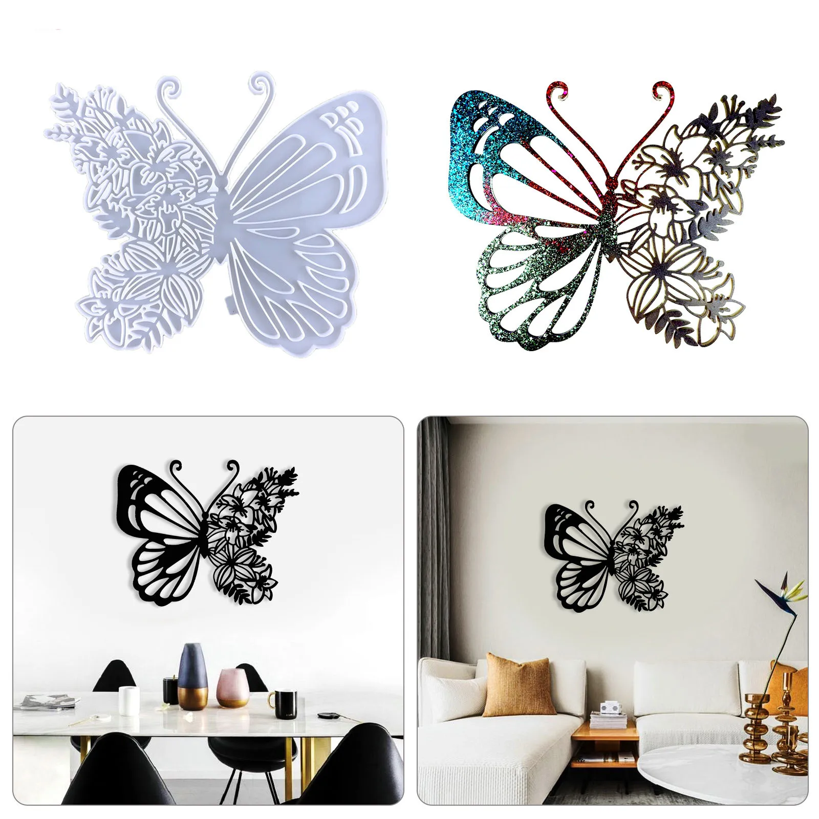 DIY Crystal Butterfly Silicone Mold Butterfly Wall Decoration Living Room Pendant Wind Chime Desktop Ornament Silicone Mold
