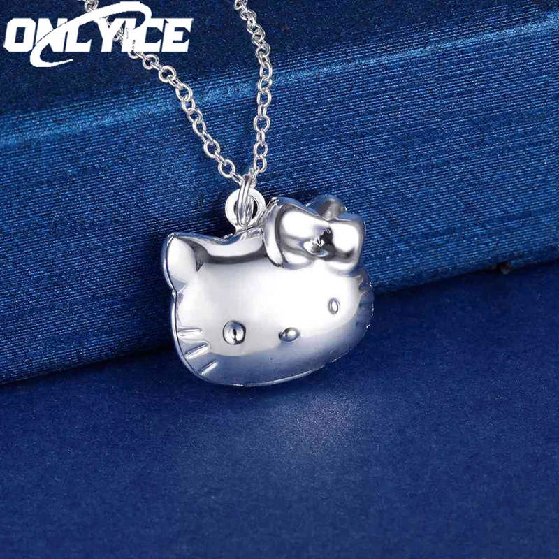 

Christmas Gifts 925 Sterling Silver lovely Kitty cat Pendant Necklace for Women Fashion romantic girl student Party Jewelry