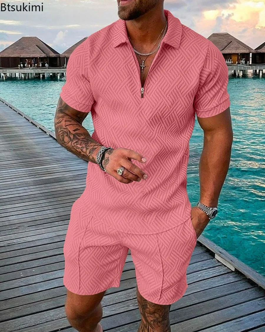 New 2023 Men's Summer Fashion Shorts Sets 2PCS 3D Print Casual Polo Shirts and Shorts Sets for Men Tracksuit Tops and Shorts