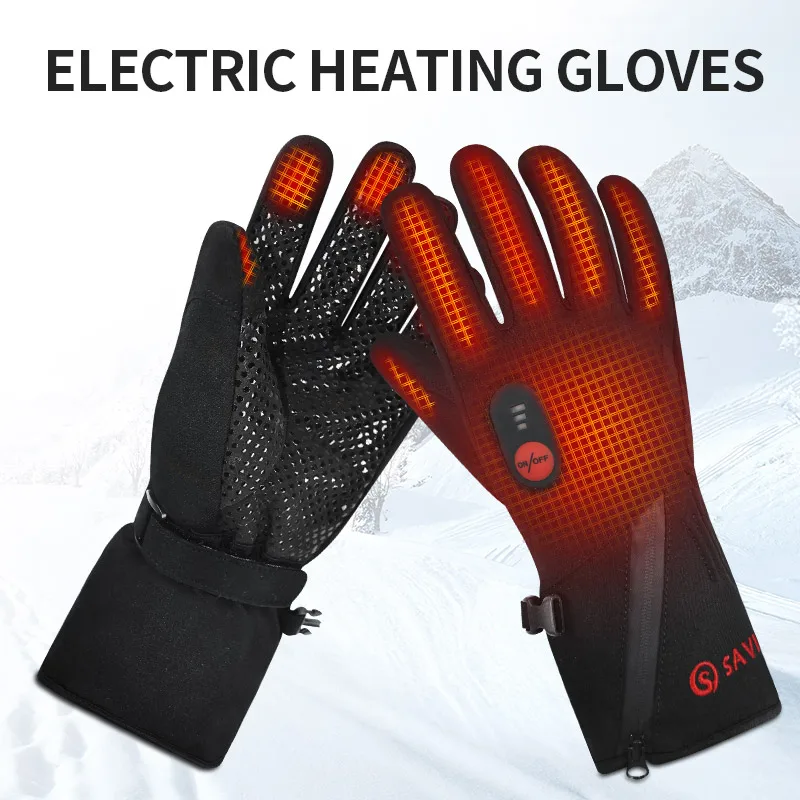 SNOW DEER Rechargeable Heated Gloves Hand Warmer Electric Heated Equipment Winter Thermos Sport Glove With Battery Men Women