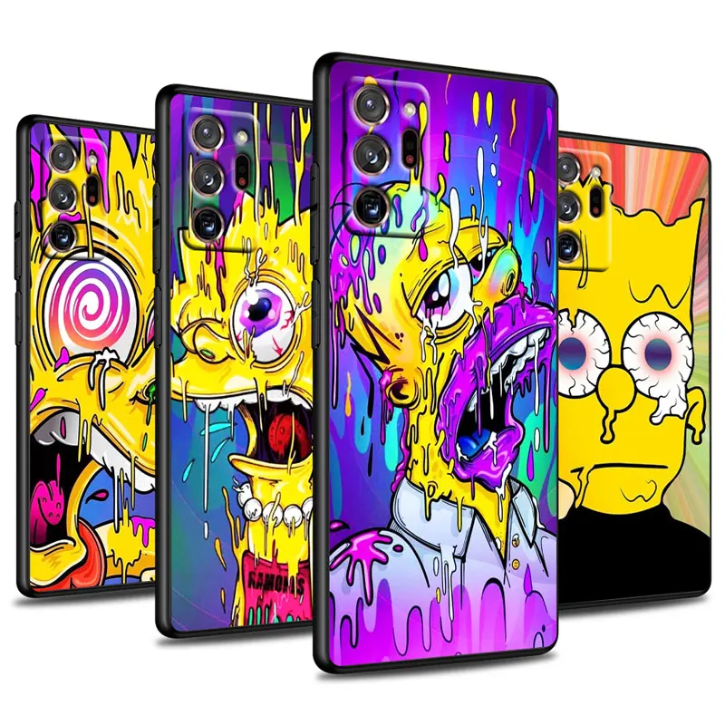 

Simpson Family Cute Cartoon For Samsung Galaxy note 20 10 9 8 M52 M21 F22 M32 F42 F62 F12 M12 Silicone Soft Black Phone Case