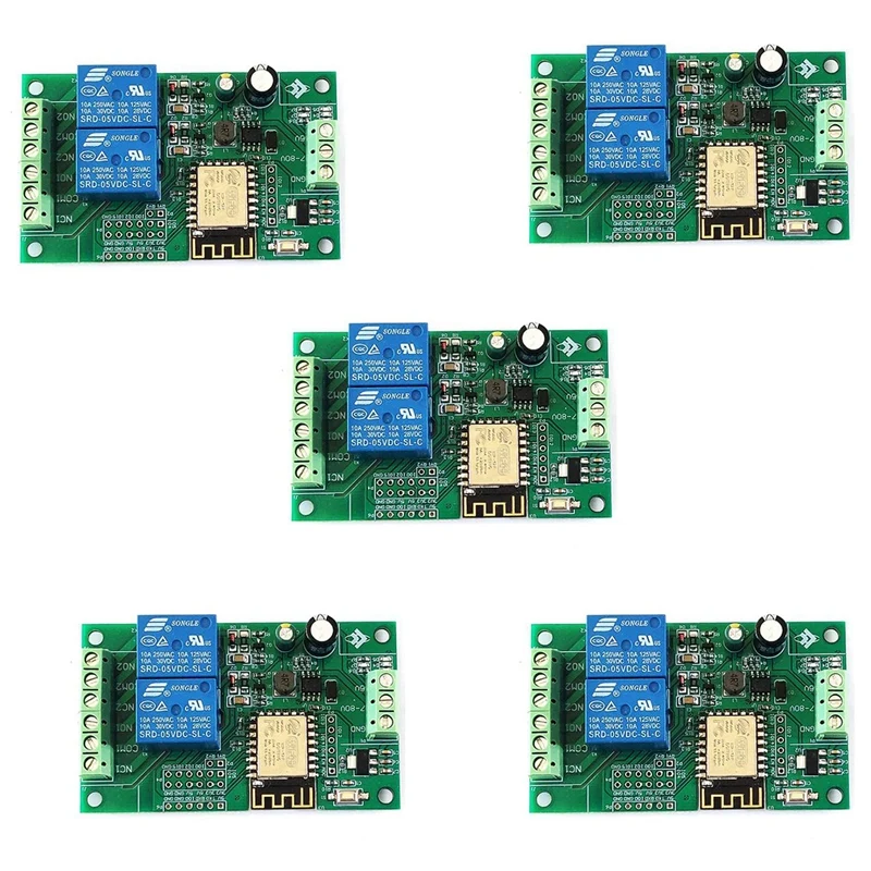 

Релейный модуль 5X Esp8266 Esp-12F Wi-Fi, 2-канальный сетевой переключатель 5 В/8-80 в для дистанционного управления через приложение Arduino Ide Smart Home