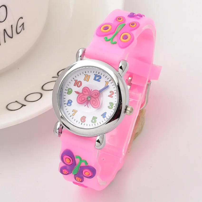 

Водонепроницаемые детские часы, 3D Мультяшные Силиконовые кварцевые наручные часы с бабочкой, милые красочные часы для девочек, студенческие часы, подарок для детей