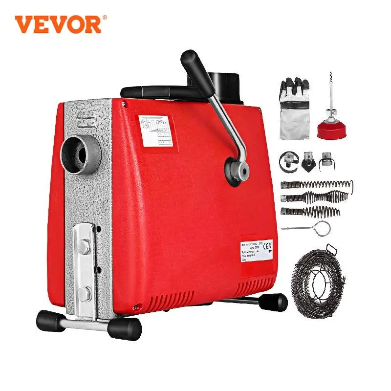 

VEVOR Auger Pipe Cleaning Machine Electric 250W Unblocker Toilet Water Plunger Handheld Drain Cleaner Sink Sewer Dredge Device