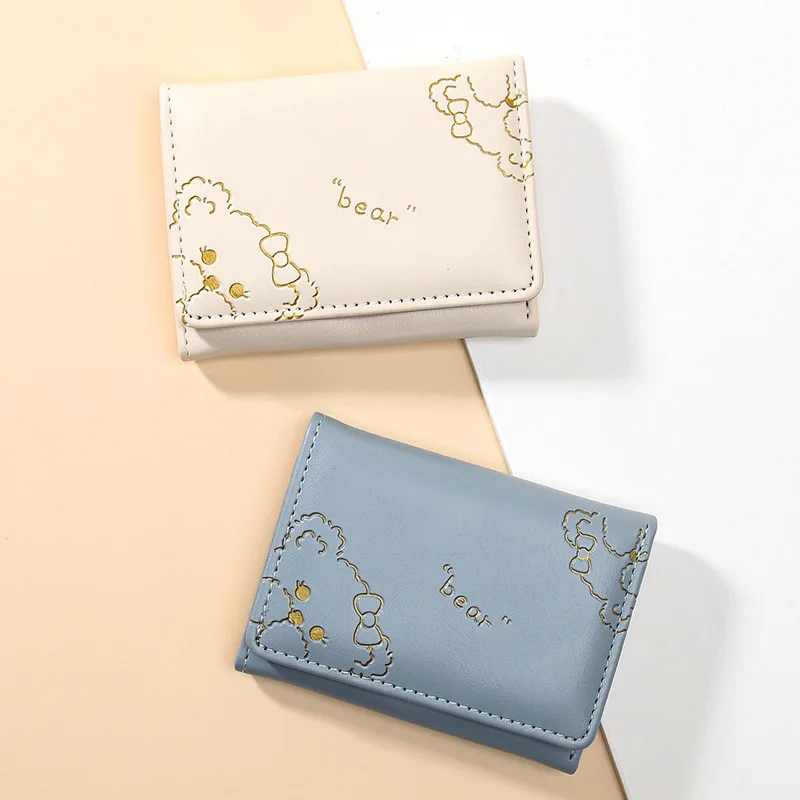 New Cute Cartoon Women Short Wallet PU Leather Card Bag Female Folding Purse Small Coin Purse Card Holder Clutch porte monnaie