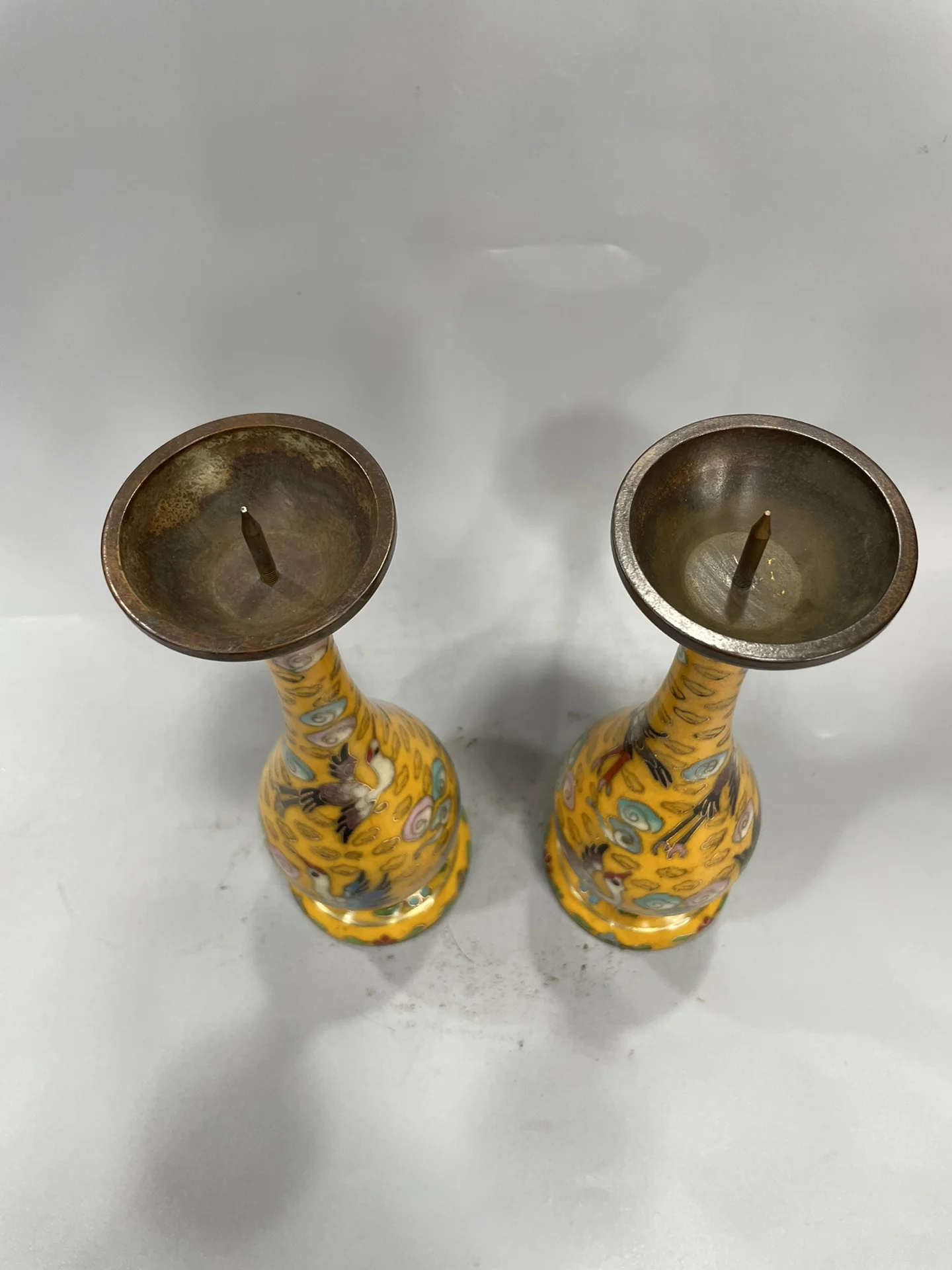 Коллекция тибетских храмов старое эмалированное Украшение 9 дюймов подсвечник с