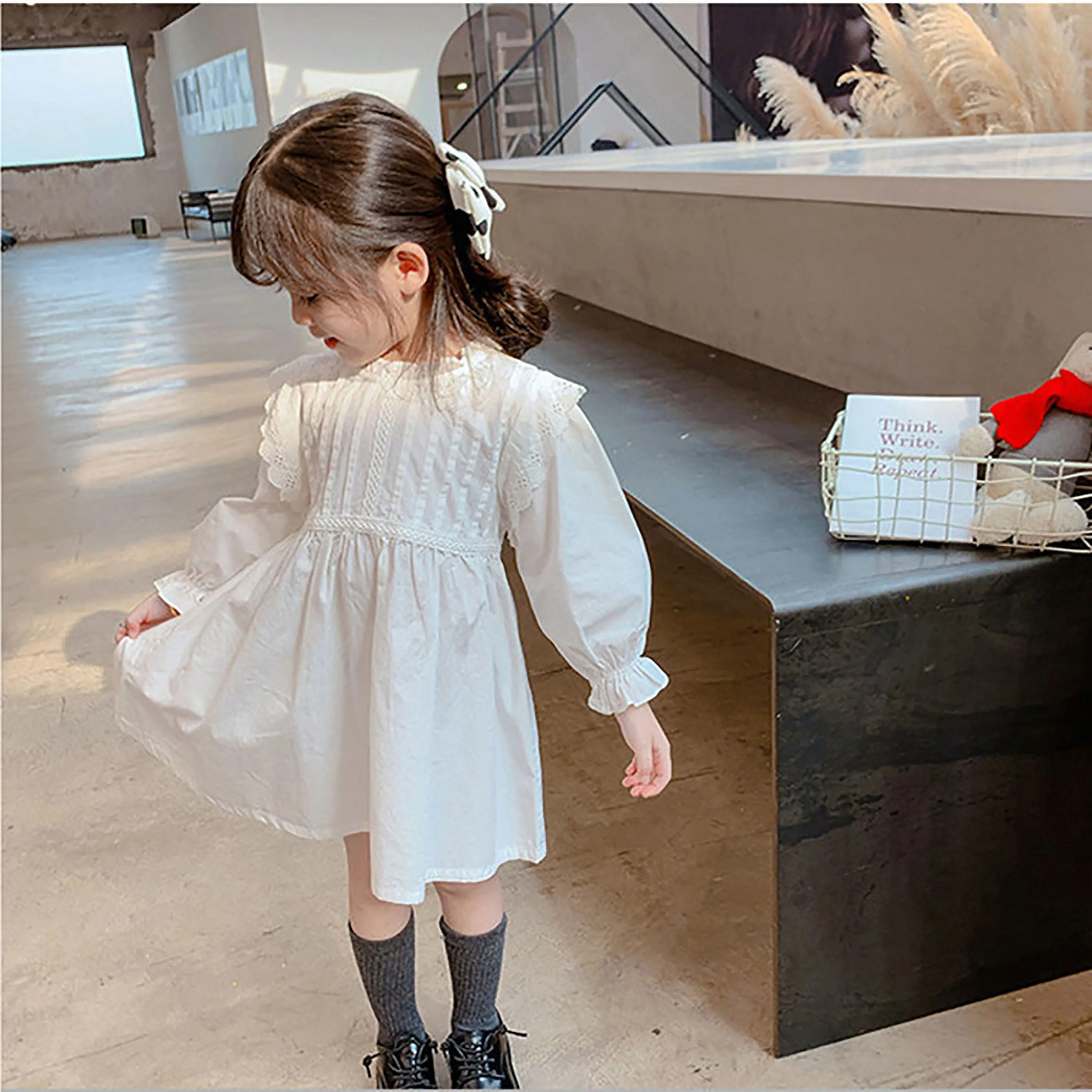 

New Kids Dresses For Girls Spring Girl White Dress Children Baby Sweet Princess Dress Girls Designer Dress Baby Girl Clothes