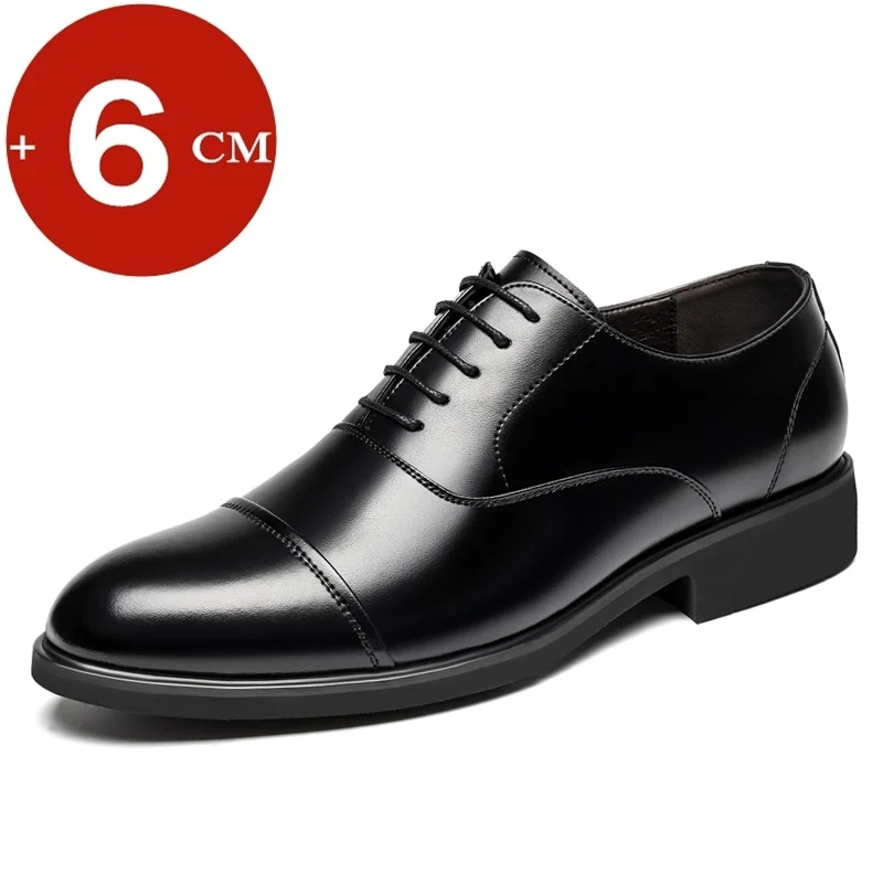 

2023 Elevator Shoes Men Flat / 6CM Heightening Business Shoes Formal Leather Dress Shoes Man British Casual Wedding Suit Shoes