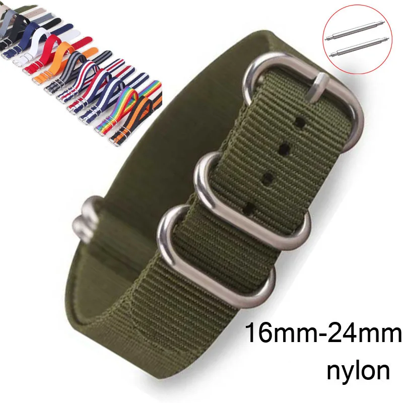 

Nylon Strap 16mm 18mm 20mm 22mm 24mm Watch Band Ring Buckle Colorful Stripe Wristbands Women Men Sports Watchband