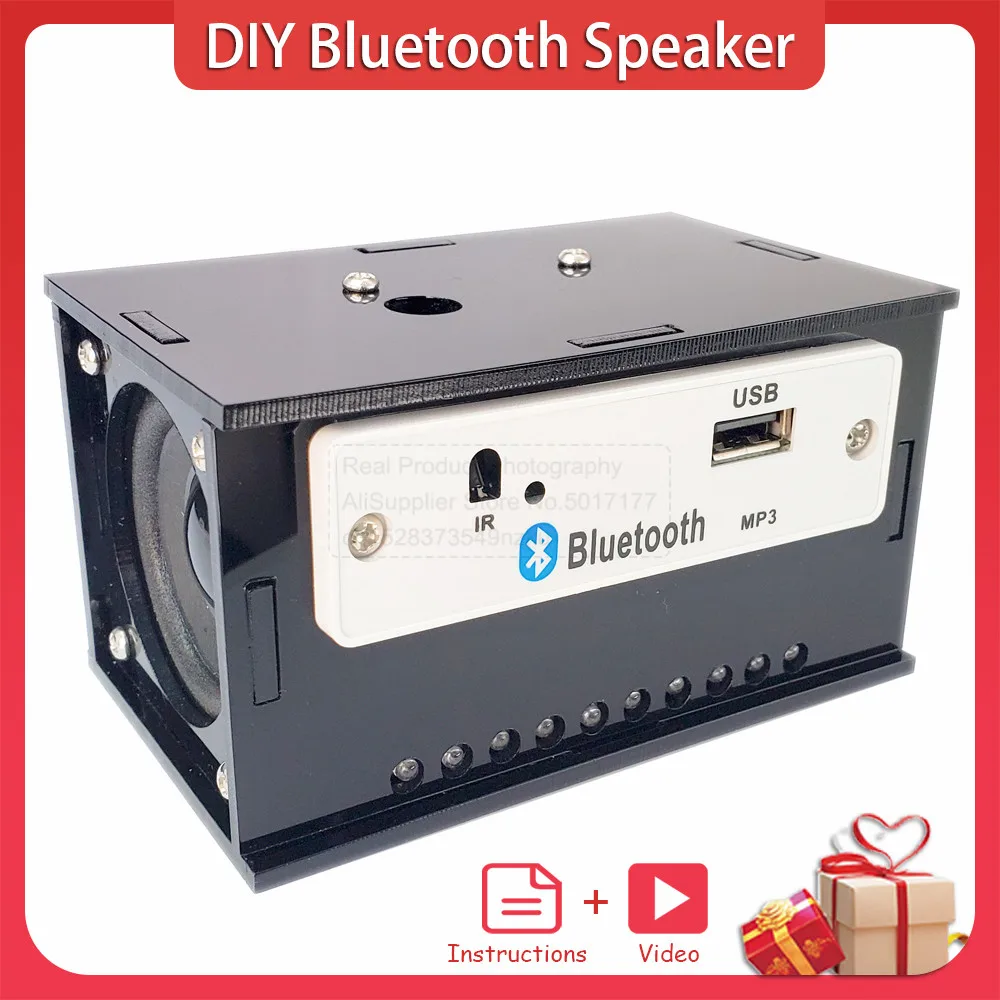 2*3W Audio Black DIY Bluetooth Stereo Speaker Support U Disk DIY Bluetooth Speaker Electronic Welding Teaching Kit