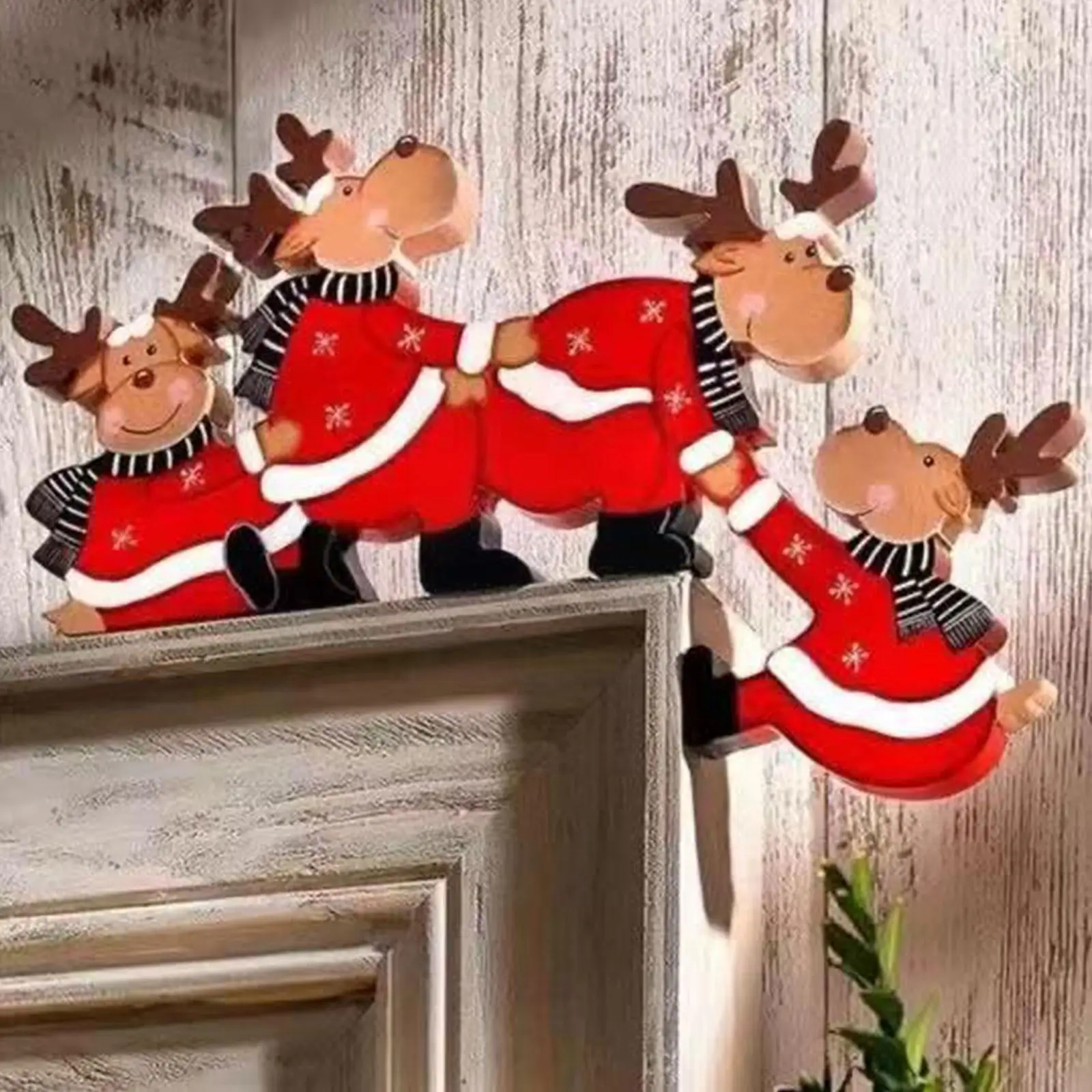 

Рождественское украшение для дверной рамы, деревянные рождественские украшения с Санта-Клаусом, оленем, 2022, деревянная рамка для двери, Рож...