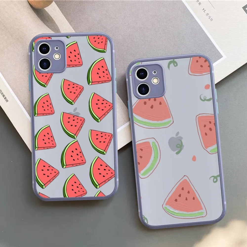 

Watermelon fruit Phone Case for iPhone 14 11 12 13 Mini Pro Max 8 7 Plus X XR XS MAX Translucent Matte Cover