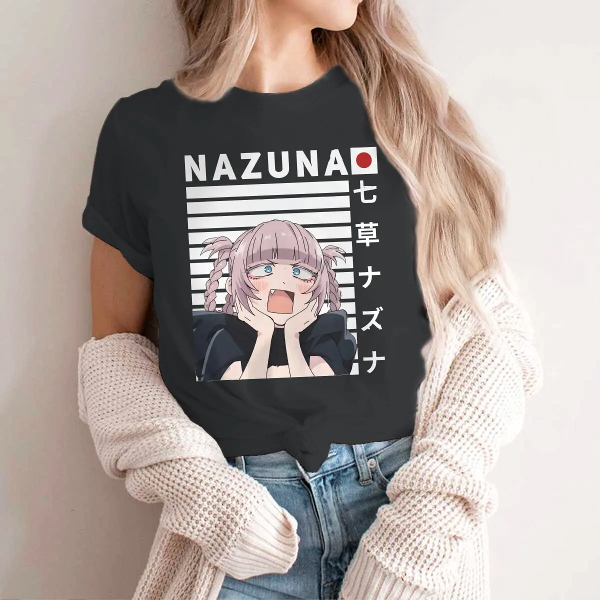 Shocked Nazuna Men's T Shirts Anime Call of the Night Leisure Tee Shirt Short Sleeve O Neck T-Shirt Cotton Printed Tops