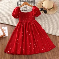 girls dress 2022 new korean style short sleeve fashion polka dot princess dress childrens clothing wholesale vestidos para ni%c3%b1a