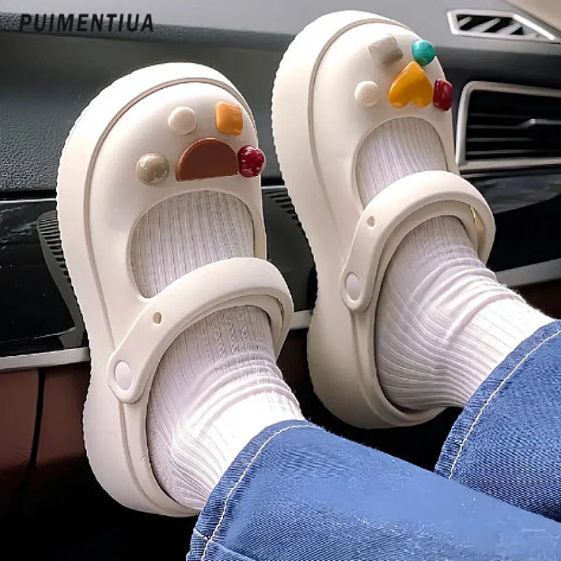 

2023 New Summer Women Slippers Fun Thick Bottom Eva Home Hollow Out Garden Sandals Female Outdoor Beach Anti-Skid Platform Shoes