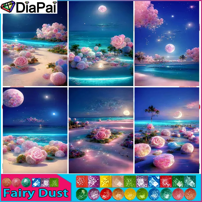 DiaPai Fairy Dust AB 5d алмазная живопись полная квадратная/круглая "пляжный цветок