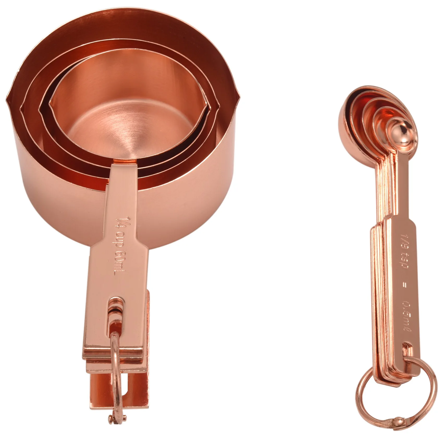 

9 Pcs of Rose Gold Stainless Steel Measuring Cups and Spoons for the Kitchen Seasoning Measuring Spoon Baking Set