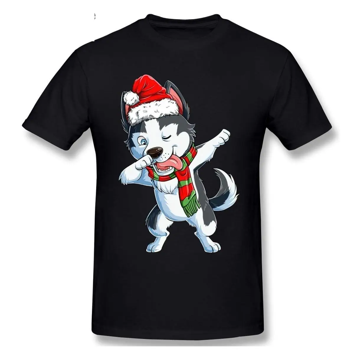 

New 2021 Dabbing Siberian Husky Santa Christmas Men's T-shirt Size Cool Casual Pride T Shirt Men Unisex 2021 Fashion Tshirt