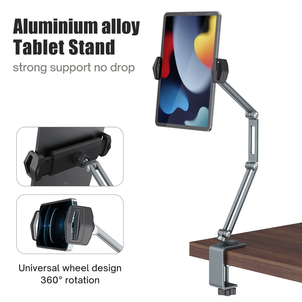 

Bed Desk Tablet Stand for 4inch to 12.9inch Mobile Phones Tablets Lazy Arm Adjustable Aluminum alloy Holder For iPad Xiaomi