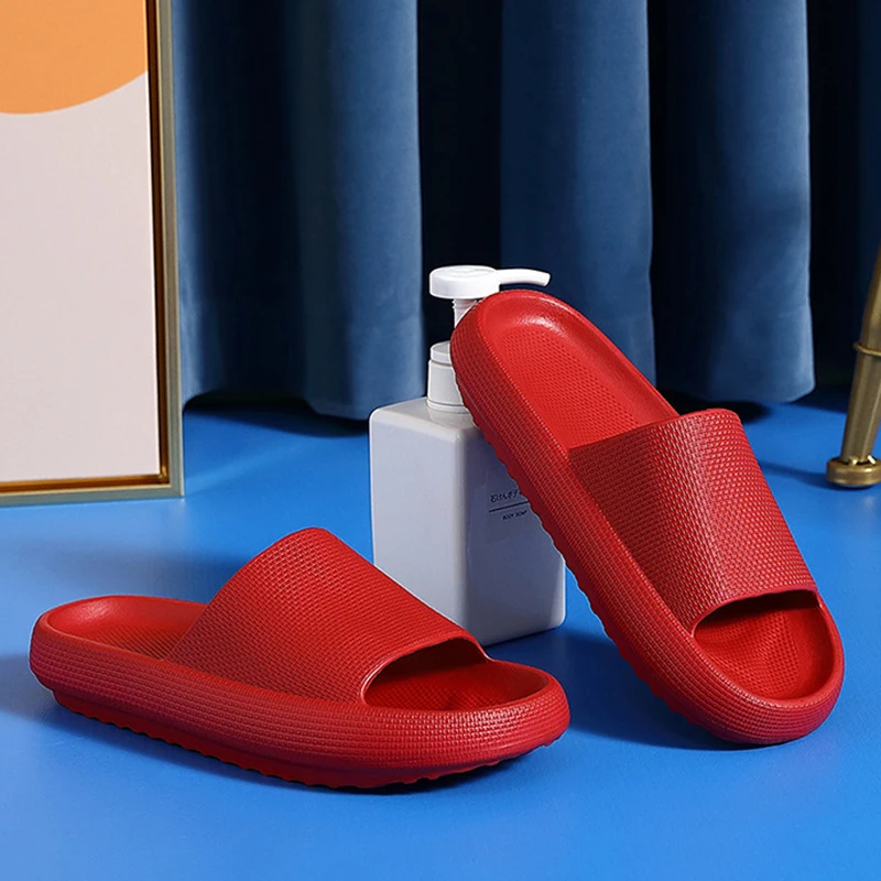 Women Thick Sole Slippers Men Summer Beach Slides Cloud Shoes Bathroom Anti-Slip Home Slipper Soft Sandals Fashion Flip-Flops