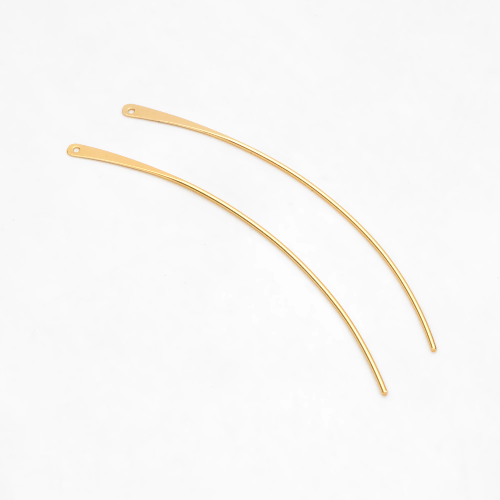 

10pcs Gold Plated Brass Curved Bar Pendants 74x10mm, Earring Component Charms (GB-3097)