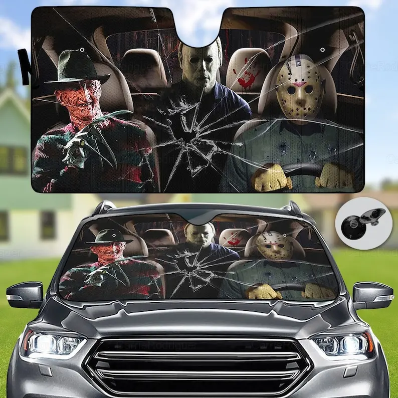 

Halloween decor, Horror Sunshade, Horror Character Auto Sun Shade, Horror Movie Car Sunshade, Michael Jason Freddy Sunshade, Car