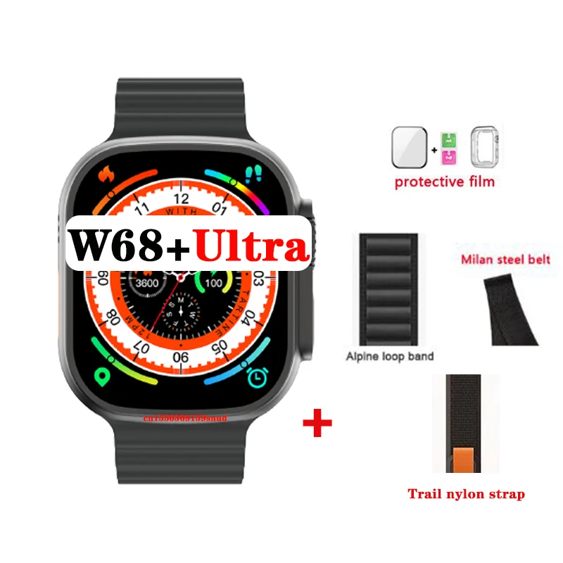 

3/4/5/6PCS W68+ Ultra 2.2inch GPS W68 Ultra MAX Smart Watch Strap Lock Smart Watch Men Women IWO Series 8 NFC Waterproof Watch 8