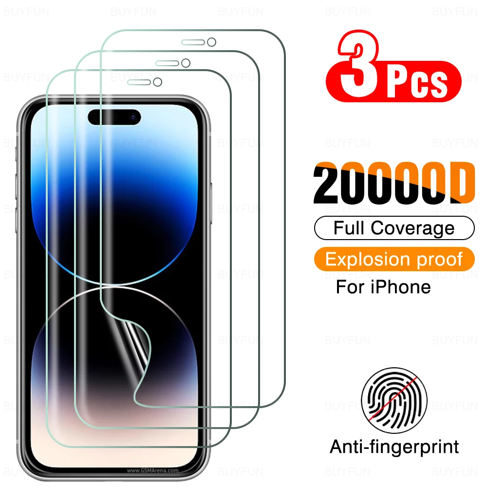 Гидрогелевые пленки для iPhone 14 Pro 14plus 14pro max 1 4, мягкая водонепроницаемая пленка для защиты экрана, не стекло, 20000D, 3 шт.