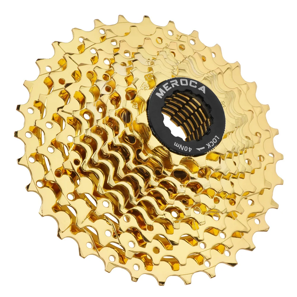 

Meroca-MTB Cassette 8s 9s 10s Gold Chain Sprocket, 10Speed, HG System, 11-32T, 11-36T, High Precision Positioning, Easy Climb