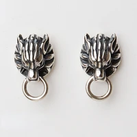 personality wolf head stud earrings for men womens unisex animal earrings gothic punk style silver plated earrings jewelry