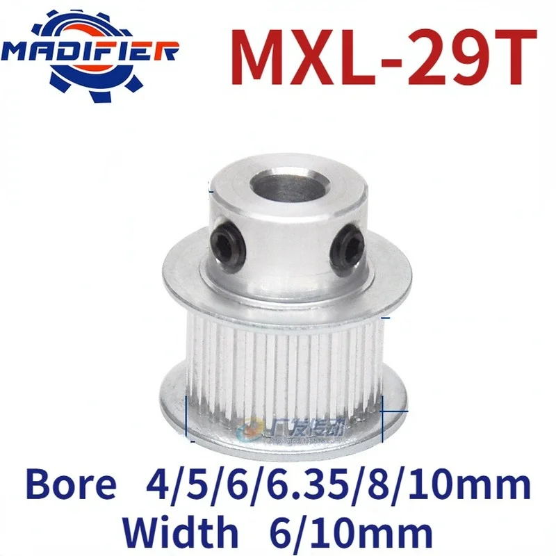 

MXL 29 Teeth Synchronous Wheel Boss Synchronous Belt Pulley Slot Width 6/10mm Hole 4/5/6/6.35/8/10mm